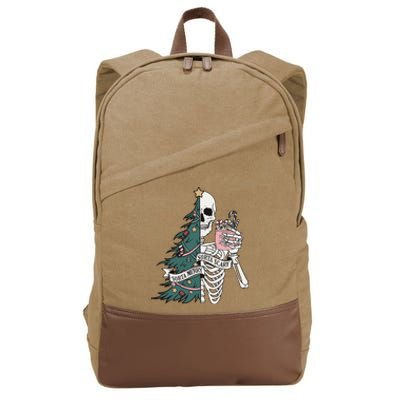 Sorta Scary Sorta Merry Christmas Skeleton Cotton Canvas Backpack