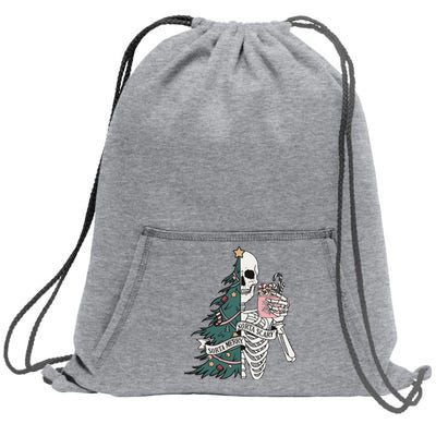 Sorta Scary Sorta Merry Christmas Skeleton Sweatshirt Cinch Pack Bag