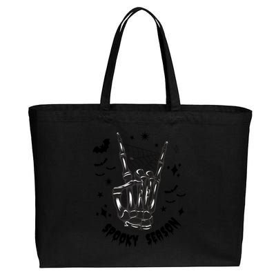 Spooky Season Skeleton Halloween Bone Hand Spider Cotton Canvas Jumbo Tote