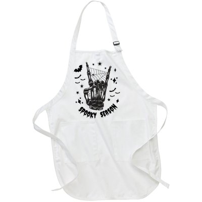 Spooky Season Skeleton Halloween Bone Hand Spider Full-Length Apron With Pockets