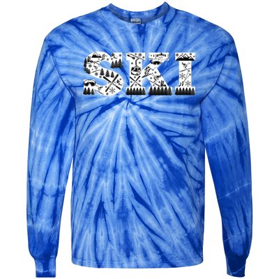 Ski Snowboard Skiing Snowboarding Lover Skier Gift Tee Cute Gift Tie-Dye Long Sleeve Shirt