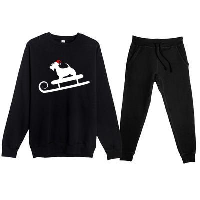 Sledding Scottie Scottish Terrier With Santa Hat Christmas Gift Premium Crewneck Sweatsuit Set