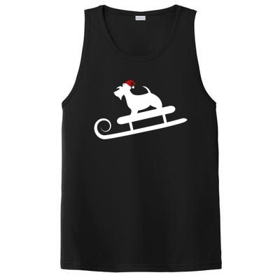 Sledding Scottie Scottish Terrier With Santa Hat Christmas Gift PosiCharge Competitor Tank