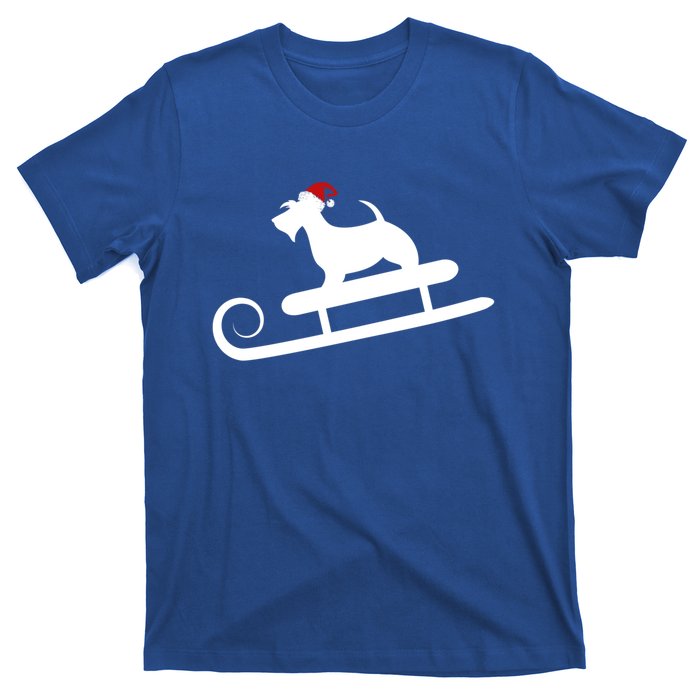 Sledding Scottie Scottish Terrier With Santa Hat Christmas Gift T-Shirt