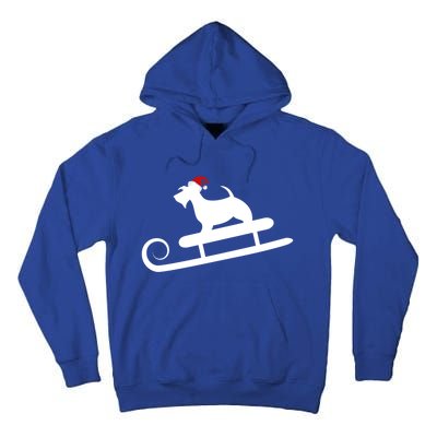 Sledding Scottie Scottish Terrier With Santa Hat Christmas Gift Tall Hoodie