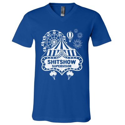 Shit Show Supervisor Funny Boss Ager Teacher And Mom Cool Gift V-Neck T-Shirt