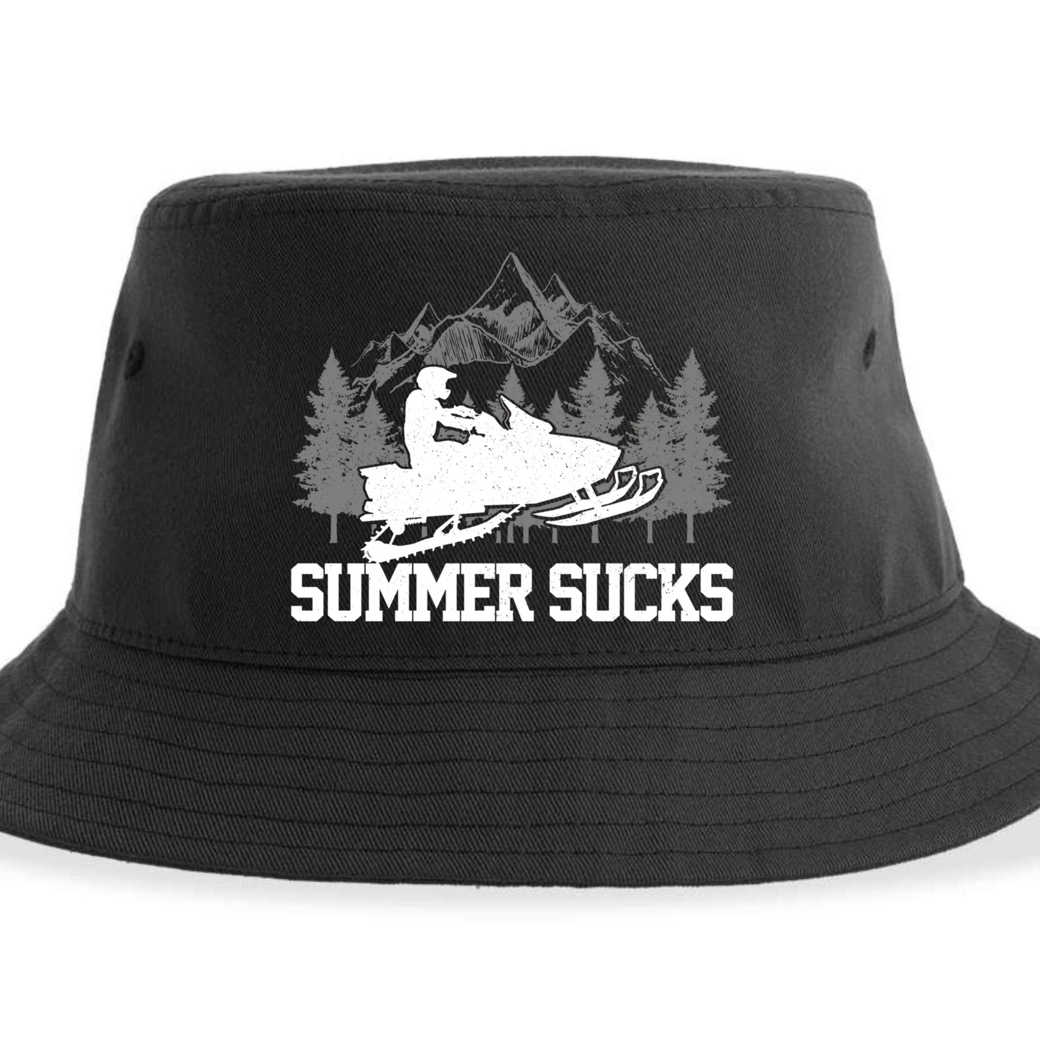 Snowmobile Summer Sucks Funny Motor Sled Vintage Gift Sustainable Bucket Hat