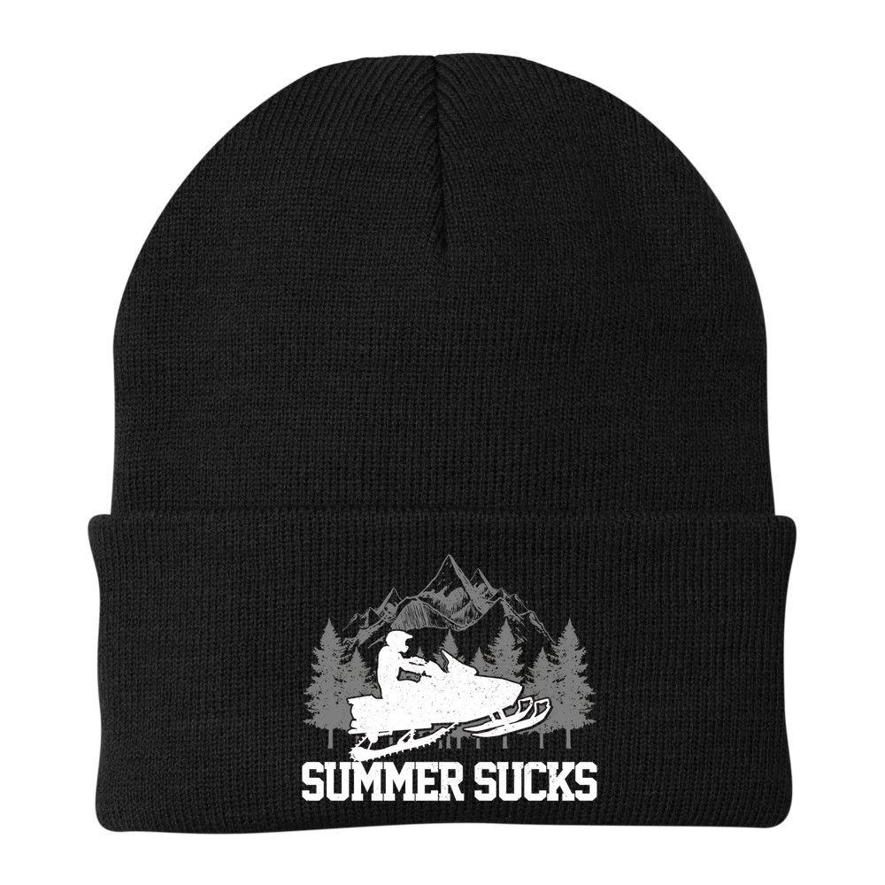 Snowmobile Summer Sucks Funny Motor Sled Vintage Gift Beanie
