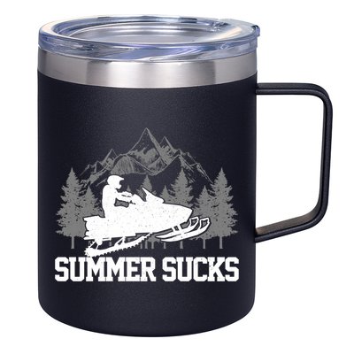 Snowmobile Summer Sucks Funny Motor Sled Vintage Gift 12oz Stainless Steel Coffee Mug