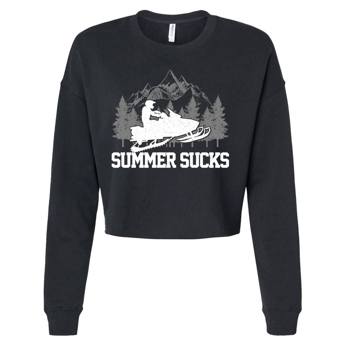 Snowmobile Summer Sucks Funny Motor Sled Vintage Gift Cropped Pullover Crew