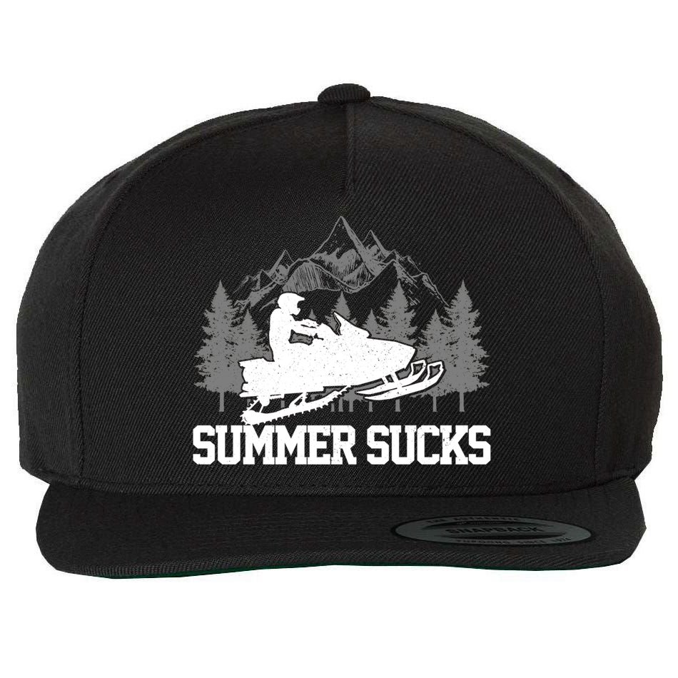 Snowmobile Summer Sucks Funny Motor Sled Vintage Gift Wool Snapback Cap