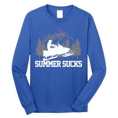 Snowmobile Summer Sucks Funny Motor Sled Vintage Gift Long Sleeve Shirt