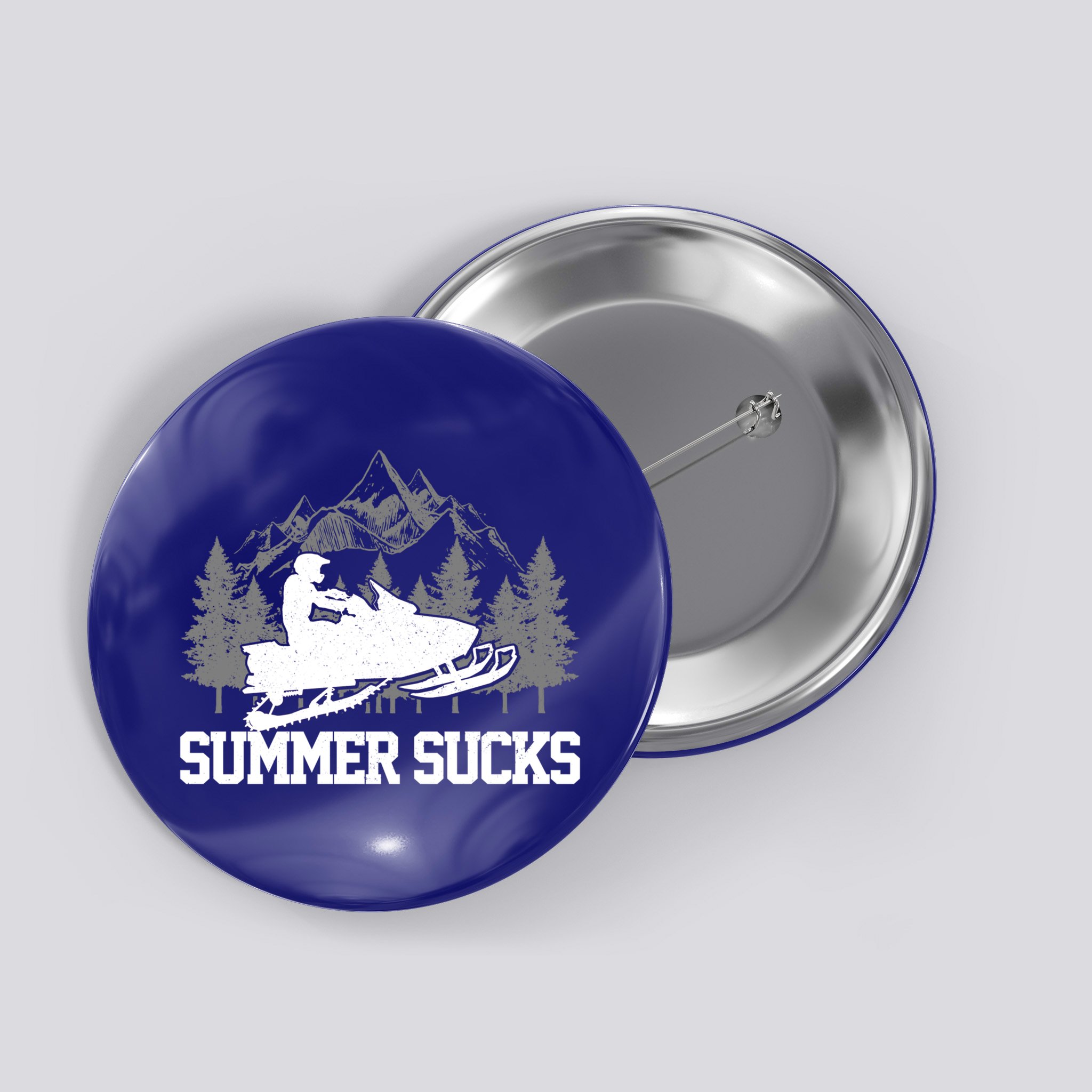 Snowmobile Summer Sucks Funny Motor Sled Vintage Gift Button