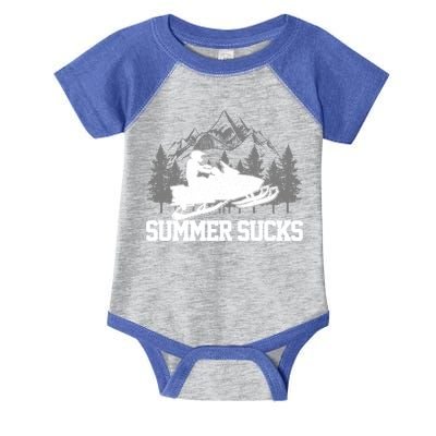 Snowmobile Summer Sucks Funny Motor Sled Vintage Gift Infant Baby Jersey Bodysuit