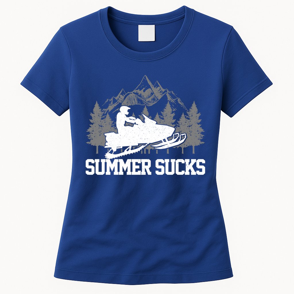 Snowmobile Summer Sucks Funny Motor Sled Vintage Gift Womens T-Shirt