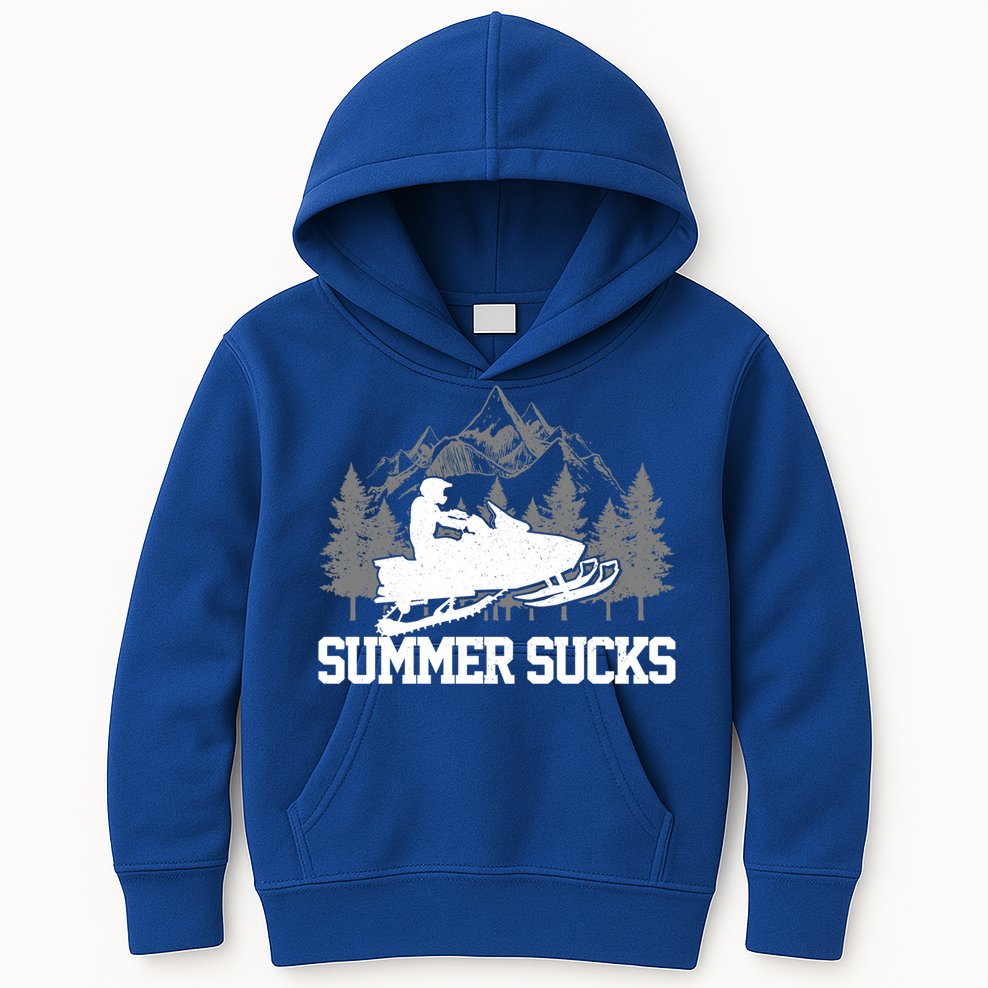 Snowmobile Summer Sucks Funny Motor Sled Vintage Gift Kids Hoodie