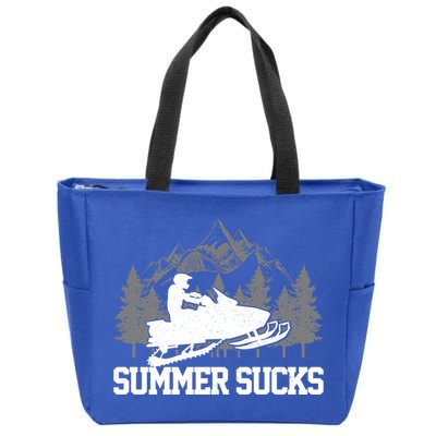 Snowmobile Summer Sucks Funny Motor Sled Vintage Gift Zip Tote Bag