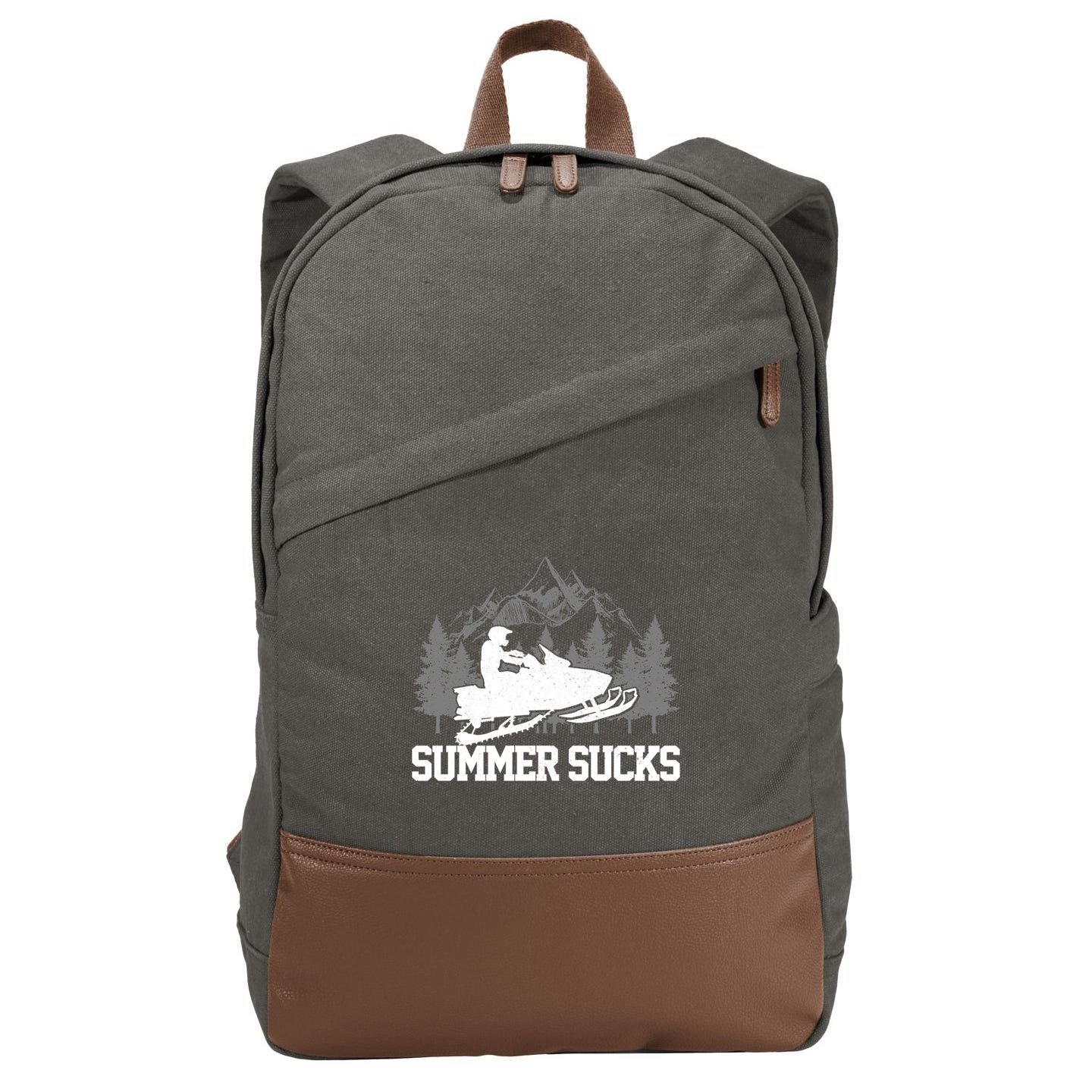 Snowmobile Summer Sucks Funny Motor Sled Vintage Gift Cotton Canvas Backpack