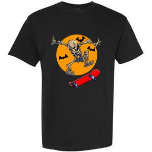 Spooky Skateboarding Skeleton Halloween Skateboarder Garment-Dyed Heavyweight T-Shirt