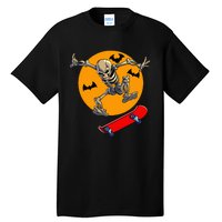 Spooky Skateboarding Skeleton Halloween Skateboarder Tall T-Shirt