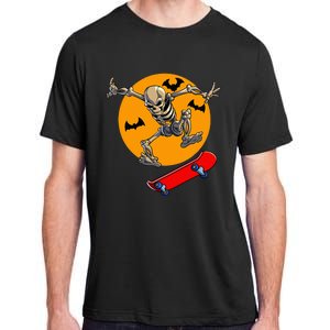 Spooky Skateboarding Skeleton Halloween Skateboarder Adult ChromaSoft Performance T-Shirt