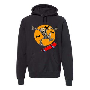 Spooky Skateboarding Skeleton Halloween Skateboarder Premium Hoodie