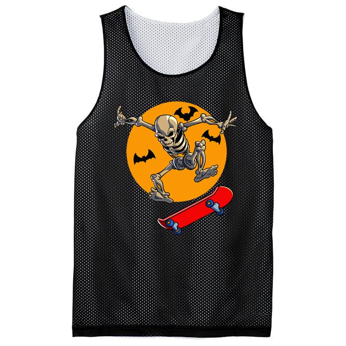 Spooky Skateboarding Skeleton Halloween Skateboarder Mesh Reversible Basketball Jersey Tank