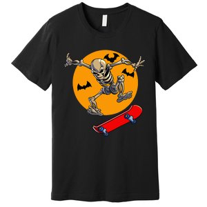 Spooky Skateboarding Skeleton Halloween Skateboarder Premium T-Shirt