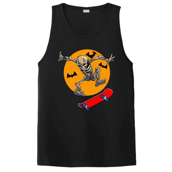 Spooky Skateboarding Skeleton Halloween Skateboarder PosiCharge Competitor Tank