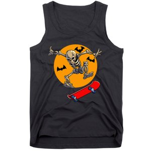 Spooky Skateboarding Skeleton Halloween Skateboarder Tank Top