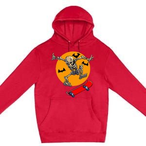 Spooky Skateboarding Skeleton Halloween Skateboarder Premium Pullover Hoodie