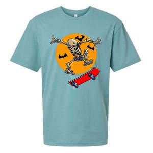 Spooky Skateboarding Skeleton Halloween Skateboarder Sueded Cloud Jersey T-Shirt