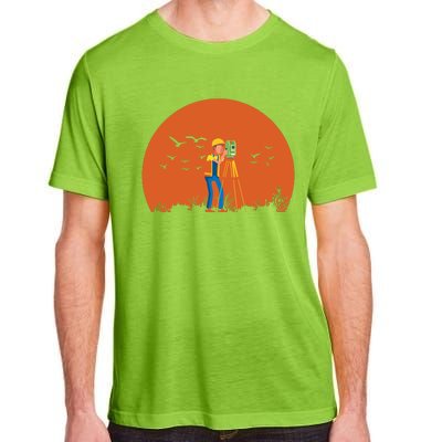 Surveyor Sunset Surveyor Surveying Cartographer Adult ChromaSoft Performance T-Shirt