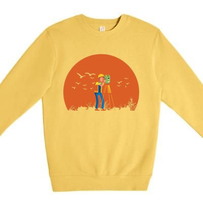 Surveyor Sunset Surveyor Surveying Cartographer Premium Crewneck Sweatshirt