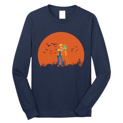 Surveyor Sunset Surveyor Surveying Cartographer Long Sleeve Shirt