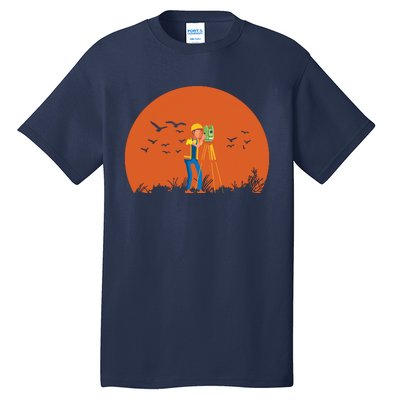 Surveyor Sunset Surveyor Surveying Cartographer Tall T-Shirt