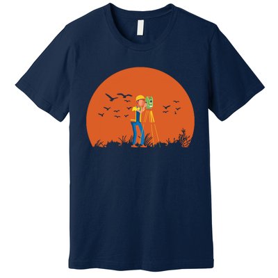 Surveyor Sunset Surveyor Surveying Cartographer Premium T-Shirt