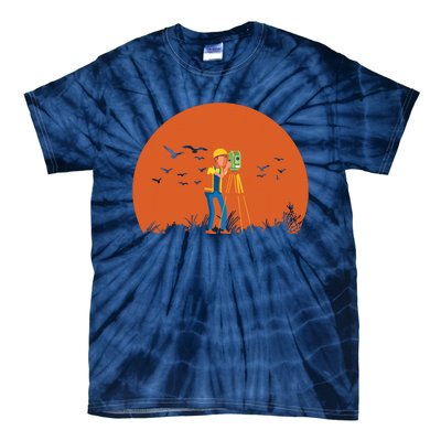 Surveyor Sunset Surveyor Surveying Cartographer Tie-Dye T-Shirt