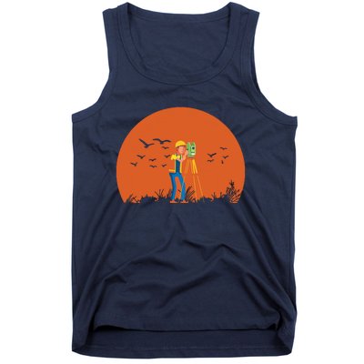 Surveyor Sunset Surveyor Surveying Cartographer Tank Top