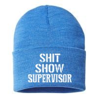 Shit Show Supervisor Funny Mom Boss Ager Teacher Gift Sustainable Knit Beanie