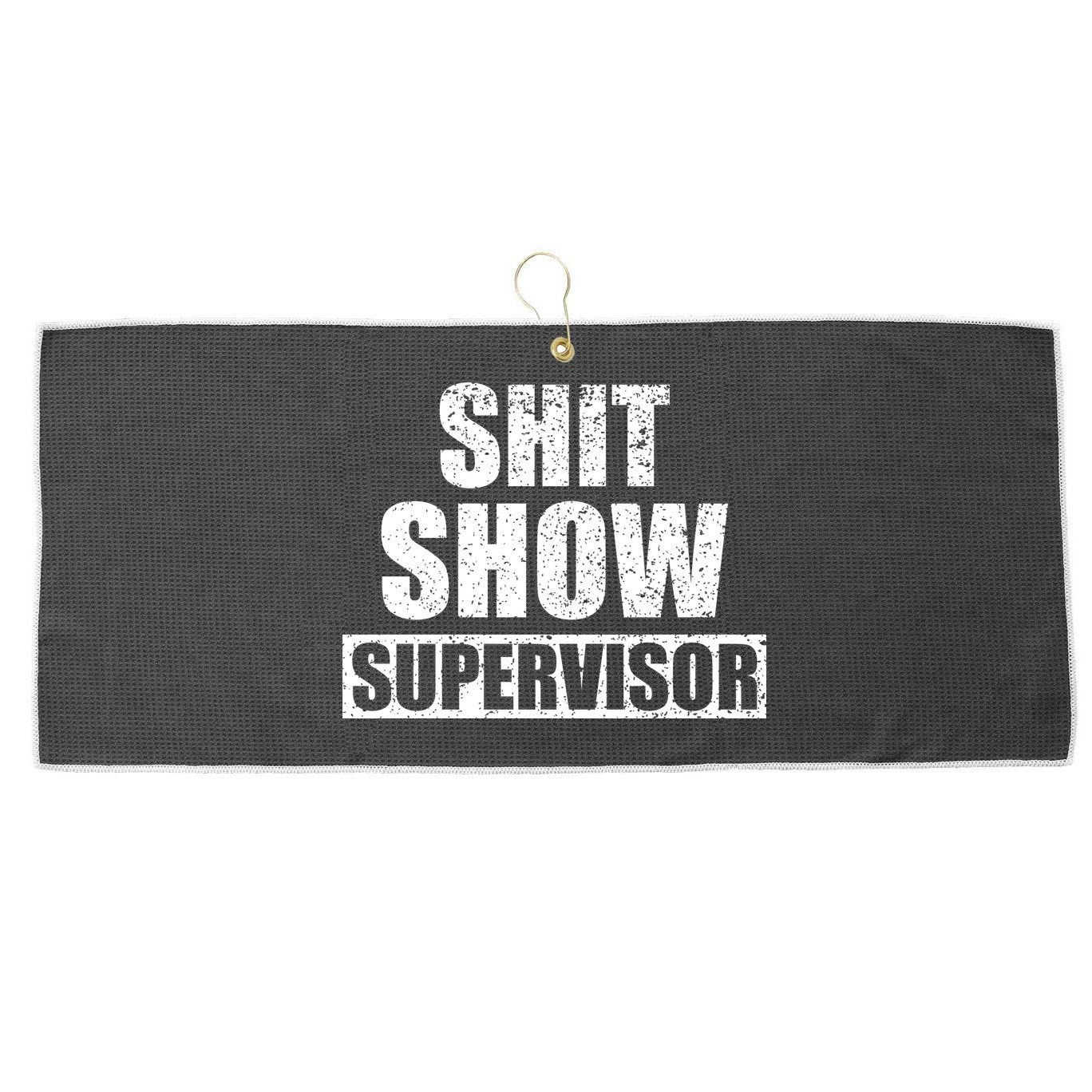 Shit Show Supervisor Funny Meme Large Microfiber Waffle Golf Towel
