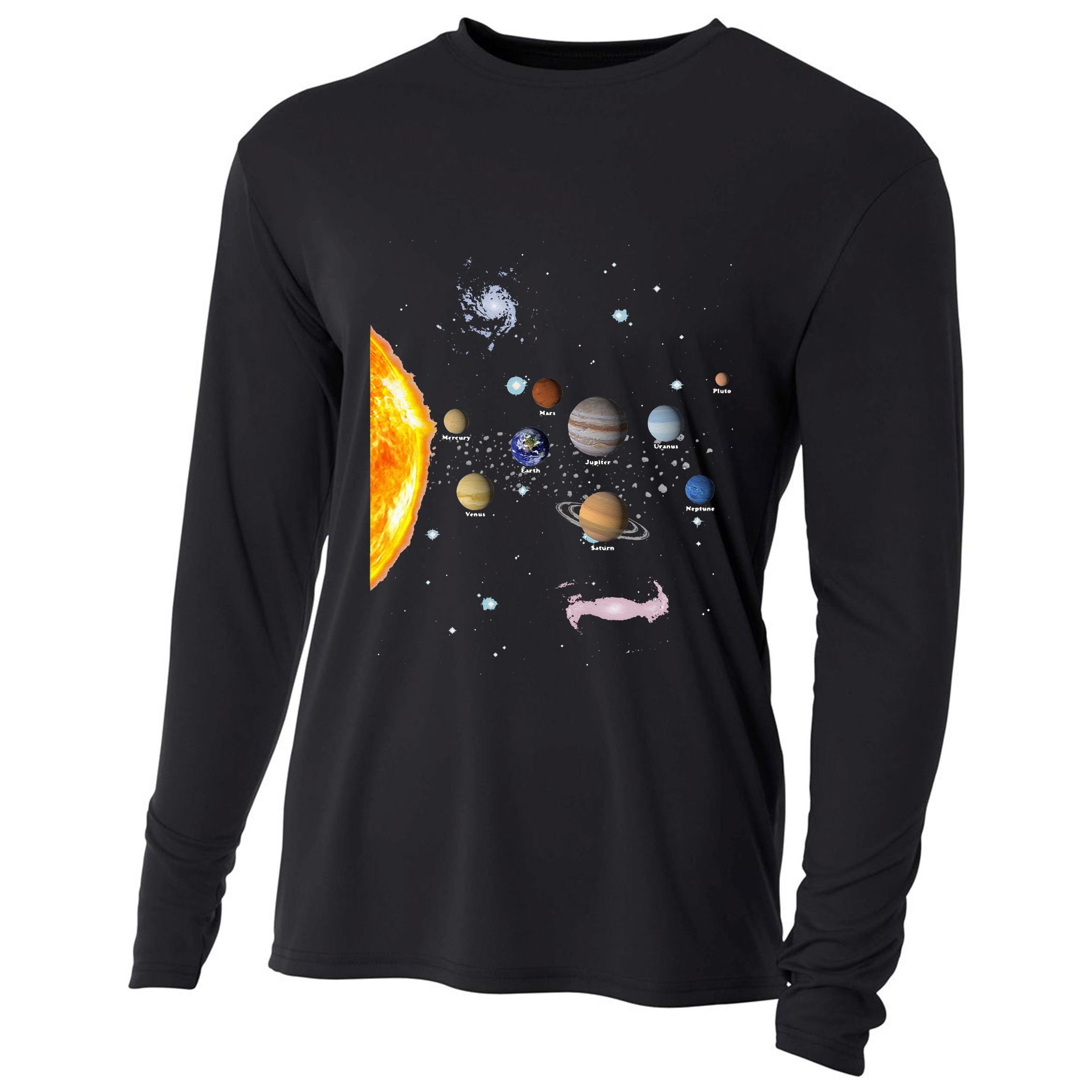 Solar System STEM Kids Realistic Space Cooling Performance Long Sleeve Crew