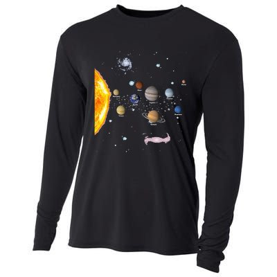 Solar System STEM Kids Realistic Space Cooling Performance Long Sleeve Crew