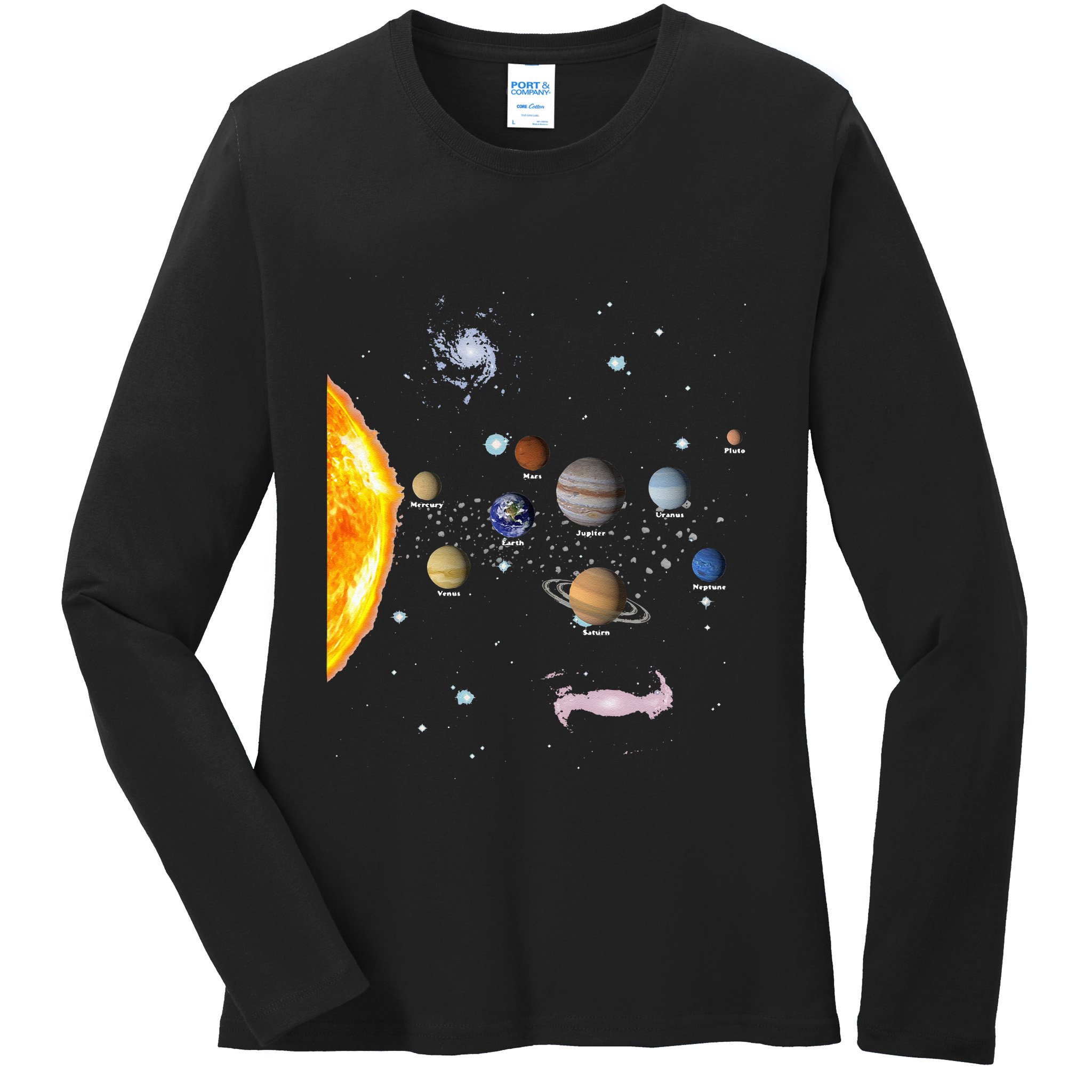 Solar System STEM Kids Realistic Space Ladies Long Sleeve Shirt