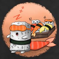 Sushi Sleeping 7 Panel Mesh Trucker Snapback Hat
