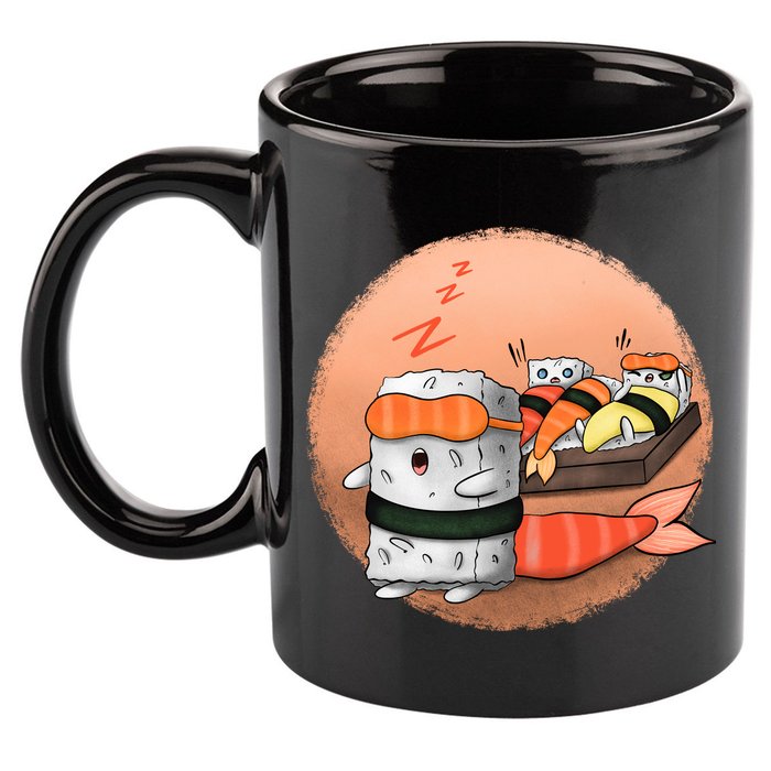 Sushi Sleeping 11oz C Handle Ceramic Mug