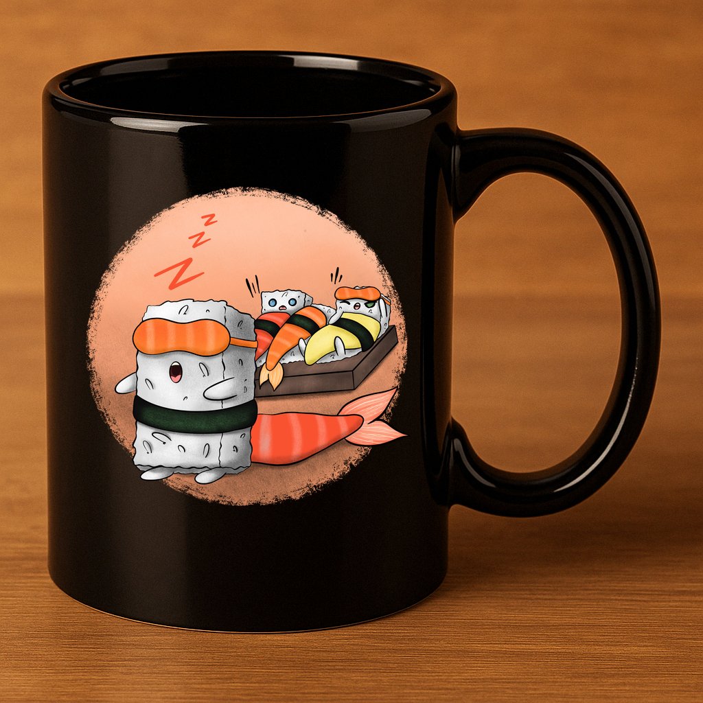 Sushi Sleeping 11oz C Handle Ceramic Mug
