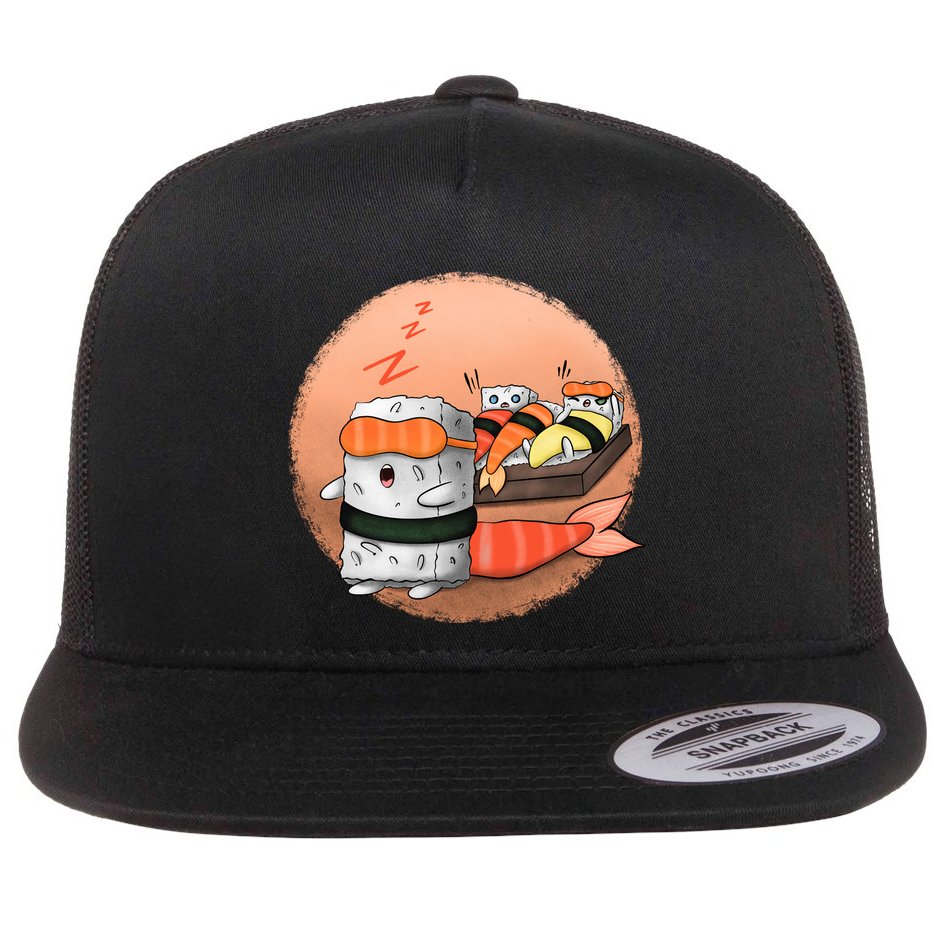 Sushi Sleeping Flat Bill Trucker Hat
