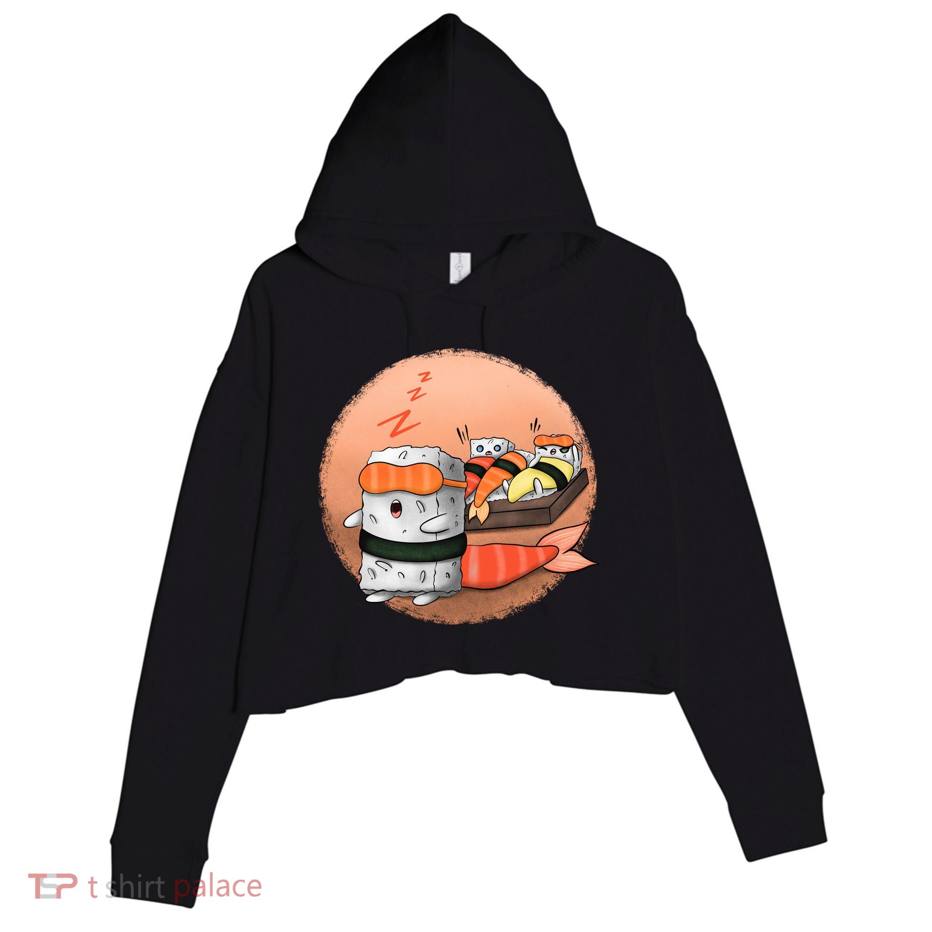 Sushi Sleeping Crop Fleece Hoodie