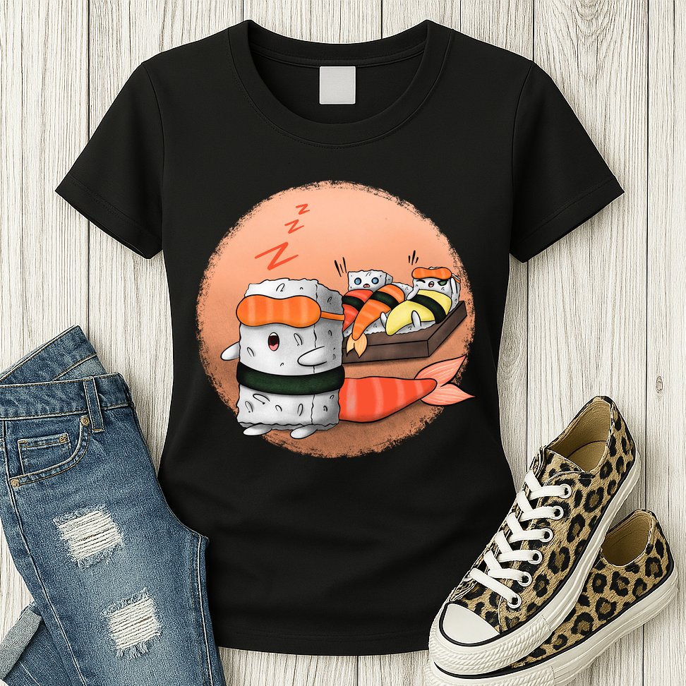 Sushi Sleeping Womens T-Shirt